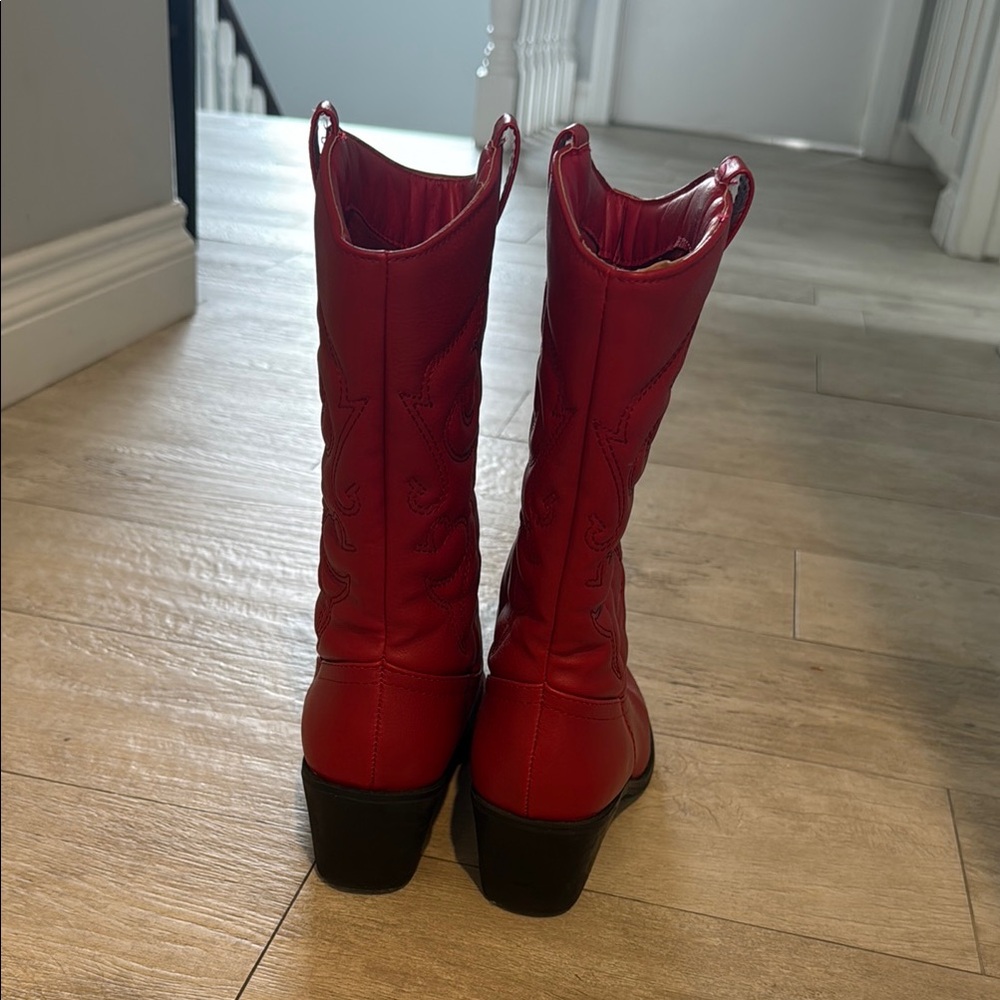 Red Women's Cowboy Boots - Picture 3 of 3